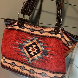 Red and Blue Geometric Shoulder Bag Montana West